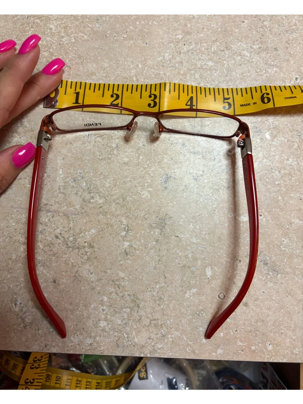 Fendi Red Rectangular  Glasses